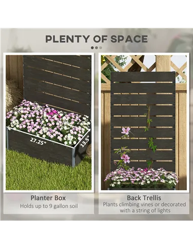 Outsunny 34 x 69.5cm Garden Planter Box, with Back Trellis, Black