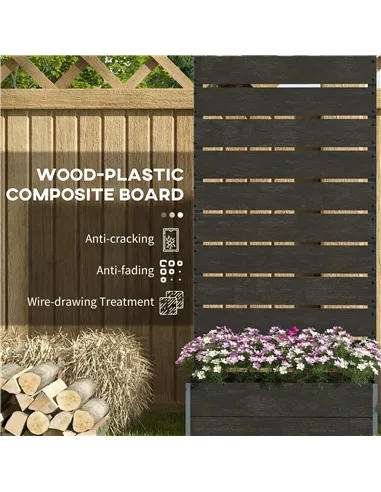 Outsunny 34 x 69.5cm Garden Planter Box, with Back Trellis, Black