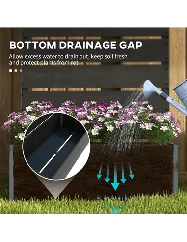 Outsunny 34 x 69.5cm Garden Planter Box, with Back Trellis, Black