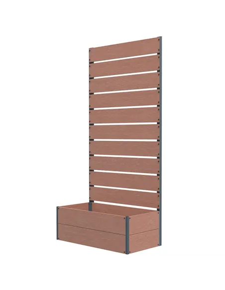 Outsunny 34 x 69.5cm Garden Planter Box, with Back Trellis, Brown