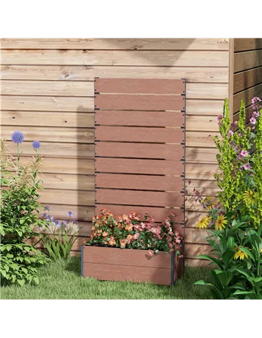 Outsunny 34 x 69.5cm Garden Planter Box, with Back Trellis, Brown
