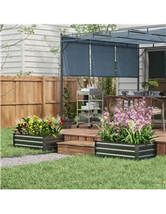 Outsunny Set of Two 100 x 60cm Steel Planter Boxes - Grey 2