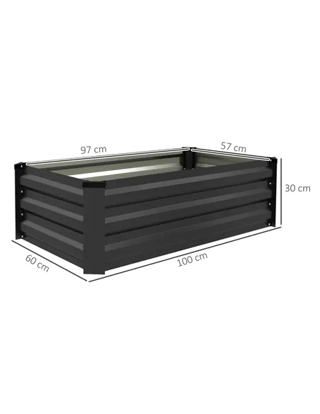 Outsunny Set of Two 100 x 60cm Steel Planter Boxes - Grey