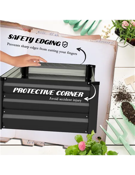Outsunny Set of Two 100 x 60cm Steel Planter Boxes - Grey