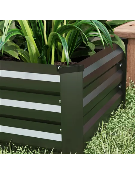 Outsunny Set of Two 100 x 60cm Steel Planter Boxes - Grey