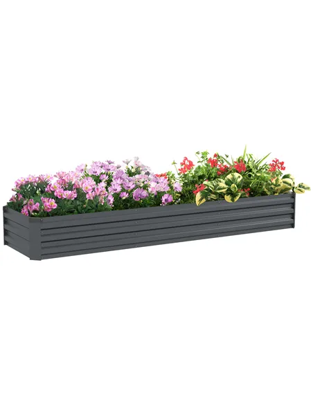 Outsunny 60 x 240cm Galvanised Steel Planter, with Open Bottom
