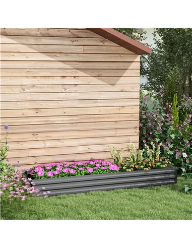 Outsunny 60 x 240cm Galvanised Steel Planter, with Open Bottom