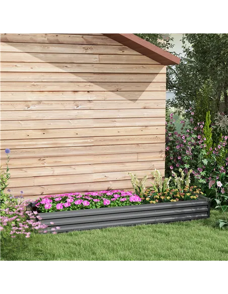 Outsunny 60 x 240cm Galvanised Steel Planter, with Open Bottom