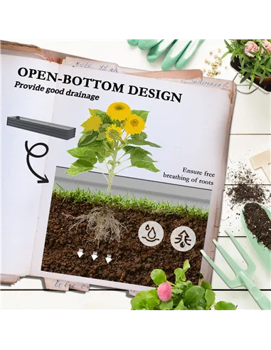 Outsunny 60 x 240cm Galvanised Steel Planter, with Open Bottom