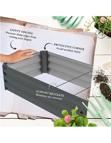 Outsunny 60 x 240cm Galvanised Steel Planter, with Open Bottom