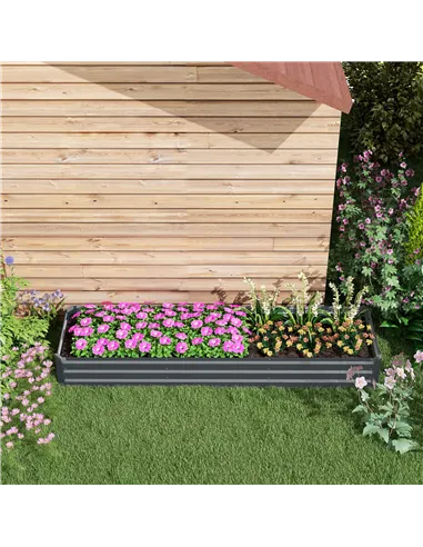 Outsunny 60 x 240cm Galvanised Steel Planter, with Open Bottom