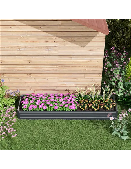 Outsunny 60 x 240cm Galvanised Steel Planter, with Open Bottom