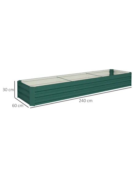 Outsunny 60 x 240cm Galvanised Steel Planter, with Open Bottom