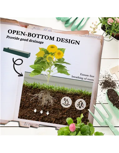 Outsunny 60 x 240cm Galvanised Steel Planter, with Open Bottom