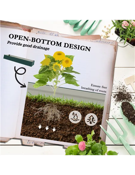 Outsunny 60 x 240cm Galvanised Steel Planter, with Open Bottom