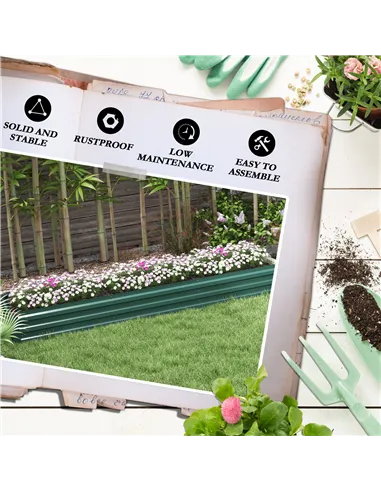 Outsunny 60 x 240cm Galvanised Steel Planter, with Open Bottom