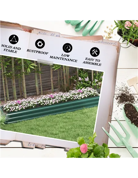 Outsunny 60 x 240cm Galvanised Steel Planter, with Open Bottom