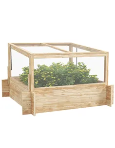 Outsunny 2-In-1 Wooden Greenhouse Planter Box - Natural