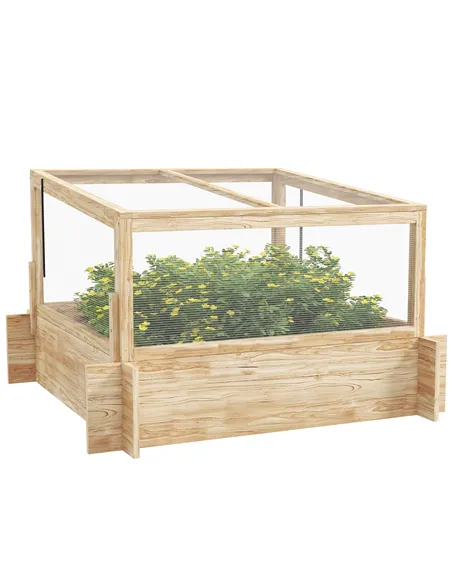 Outsunny 2-In-1 Wooden Greenhouse Planter Box - Natural