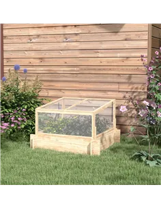 Outsunny 2-In-1 Wooden Greenhouse Planter Box - Natural 2