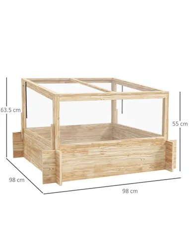 Outsunny 2-In-1 Wooden Greenhouse Planter Box - Natural
