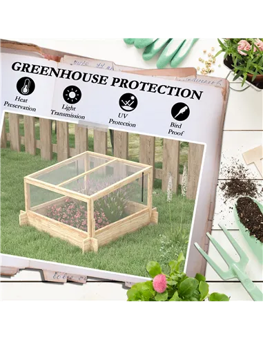 Outsunny 2-In-1 Wooden Greenhouse Planter Box - Natural