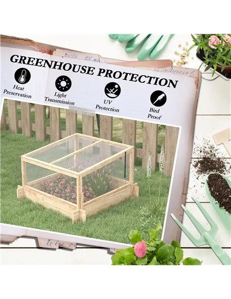 Outsunny 2-In-1 Wooden Greenhouse Planter Box - Natural
