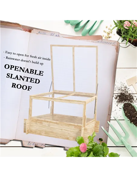 Outsunny 2-In-1 Wooden Greenhouse Planter Box - Natural