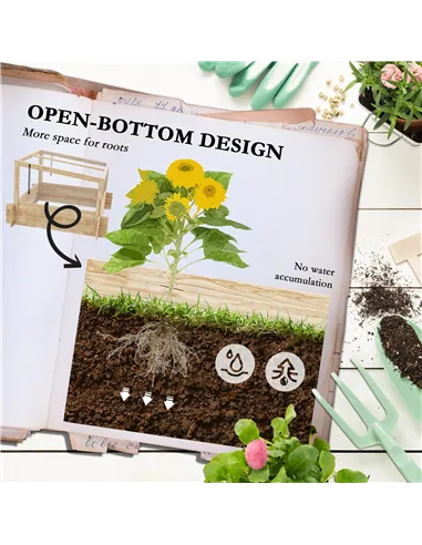 Outsunny 2-In-1 Wooden Greenhouse Planter Box - Natural