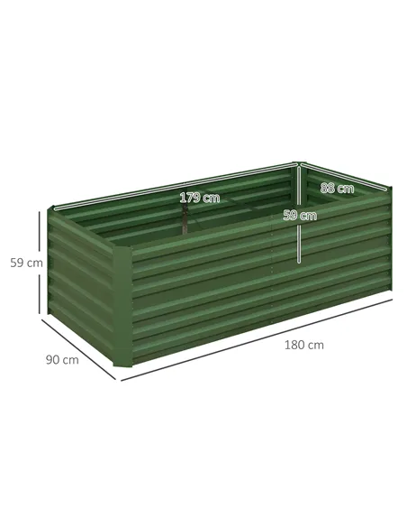 Outsunny Set of 2 Raised Beds for Garden, Galvanised Steel Outdoor Planters with Multi-reinforced Rods for Vegetables, Plants, F