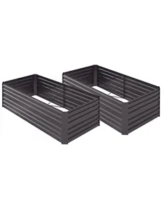Outsunny Set of 2 Raised Beds for Garden, Galvanised Steel Outdoor Planters with Multi-reinforced Rods for Vegetables, Plants, F