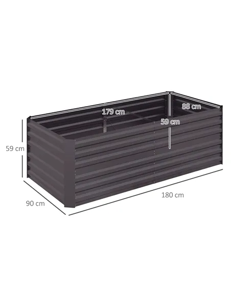 Outsunny Set of 2 Raised Beds for Garden, Galvanised Steel Outdoor Planters with Multi-reinforced Rods for Vegetables, Plants, F