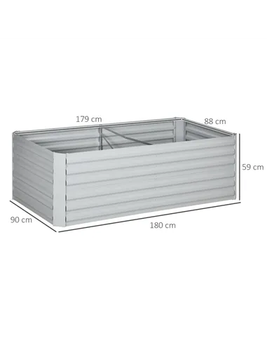 Outsunny Set of 2 Raised Beds for Garden, Galvanised Steel Outdoor Planters with Multi-reinforced Rods for Vegetables, Plants, F