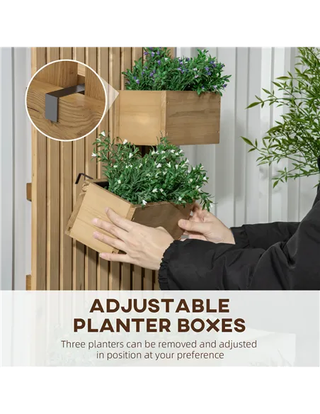 Outsunny Set of 2 Wall-mounted Wooden Garden Planters with Trellis, Drainage Holes and Movable Planter Boxes, Wall Raised Garden