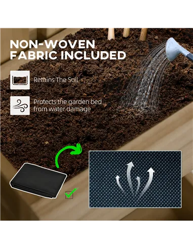 Outsunny Set of 2 Wall-mounted Wooden Garden Planters with Trellis, Drainage Holes and Movable Planter Boxes, Wall Raised Garden