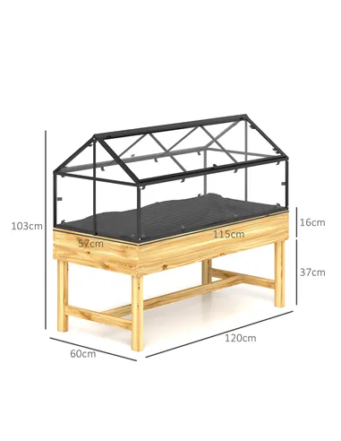 Outsunny 60 x 120cm Raised Garden Bed with Wooden Base - Natural