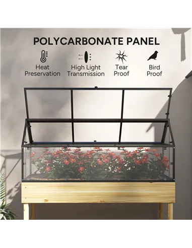 Outsunny 60 x 120cm Raised Garden Bed with Wooden Base - Natural