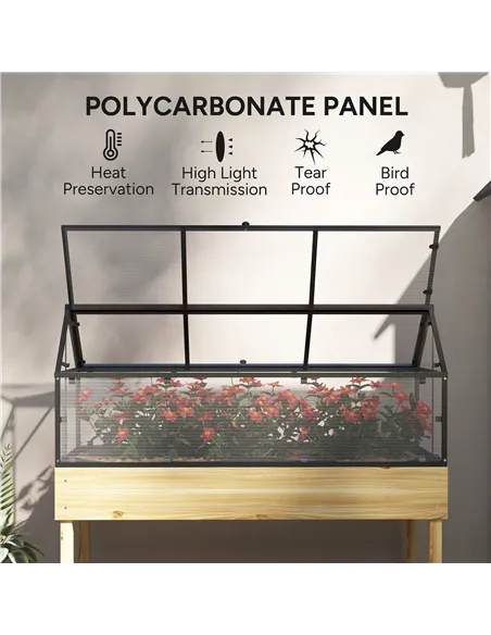 Outsunny 60 x 120cm Raised Garden Bed with Wooden Base - Natural