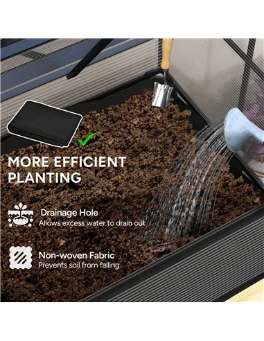 Outsunny 60 x 120cm Raised Garden Bed with Wooden Base - Natural