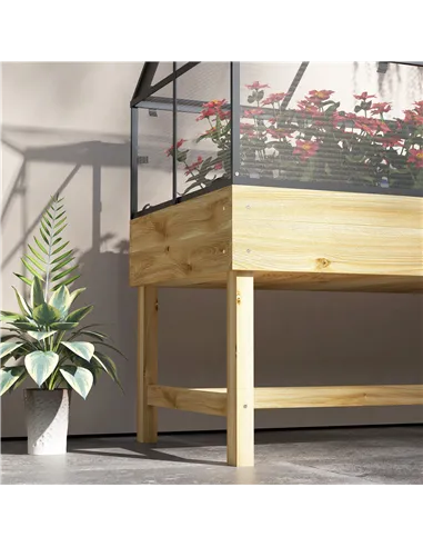 Outsunny 60 x 120cm Raised Garden Bed with Wooden Base - Natural