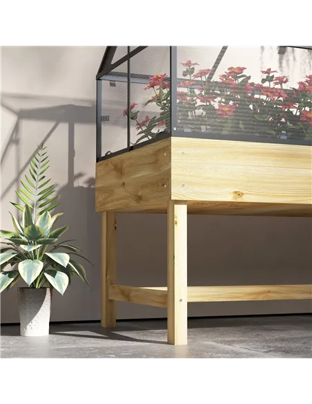 Outsunny 60 x 120cm Raised Garden Bed with Wooden Base - Natural