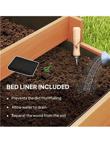 Outsunny 3 Tier Garden Planters with Trellis for Vine Climbing, Wooden Raised Beds, 95x95x110cm, Brown