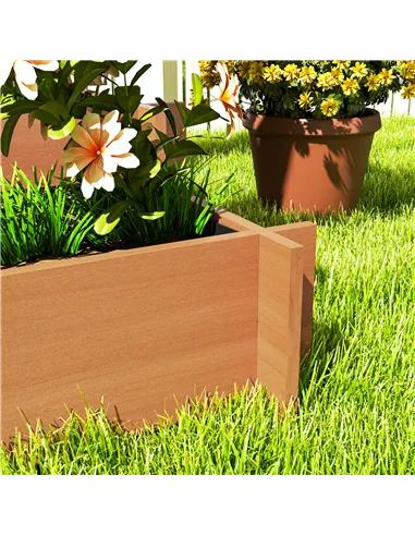 Outsunny 3 Tier Garden Planters with Trellis for Vine Climbing, Wooden Raised Beds, 95x95x110cm, Brown