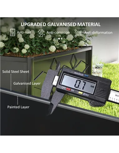 Outsunny Raised Bed for Garden with Trellis, Galvanised Planter Box with Diamond Pattern, Drainage Holes for Vegetables, Herbs a