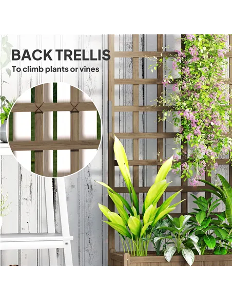 Outsunny Wooden Trellis Planter, Raised Garden Bed with Wheels, to Climb and Grow Vegetables, Herbs and Flowers, Brown