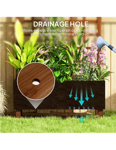 Outsunny Garden Planters with Trellis for Vine Climbing, Distressed Wooden Raised Beds, 90x43x150cm, Brown