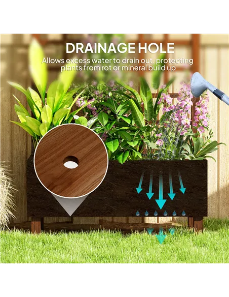 Outsunny Garden Planters with Trellis for Vine Climbing, Distressed Wooden Raised Beds, 90x43x150cm, Brown