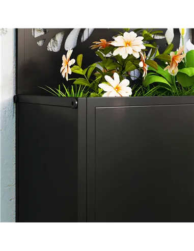Outsunny Outdoor Metal Planter, with Back Trellis - Black