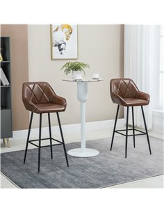 HOMCOM Retro Bar Stools Set of 2, Breakfast Bar Chairs with Footrest, Kitchen Stools with Backs and Steel Legs, for Dining Area  2