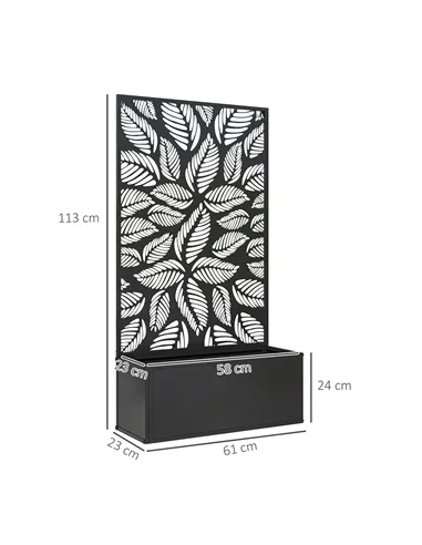 Outsunny Outdoor Metal Planter, with Back Trellis - Black